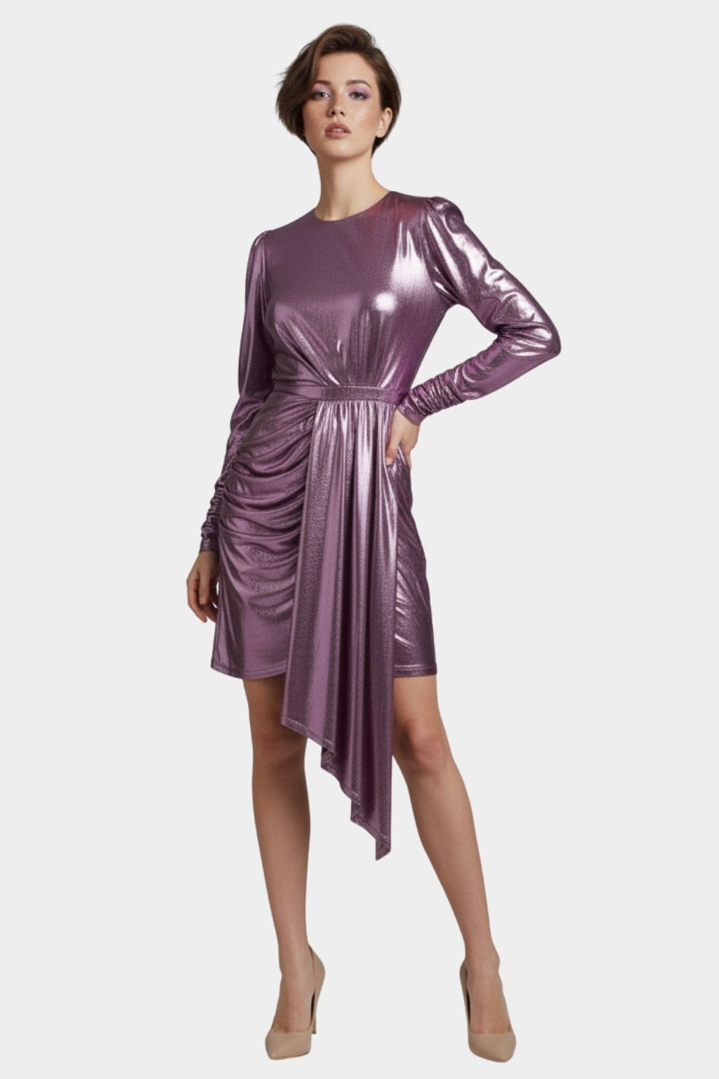 Elliatt Metallic Asymmetrical Mini Dress ReDress Store Elliatt Metallic Asymmetrical Mini Dress ReDress Store