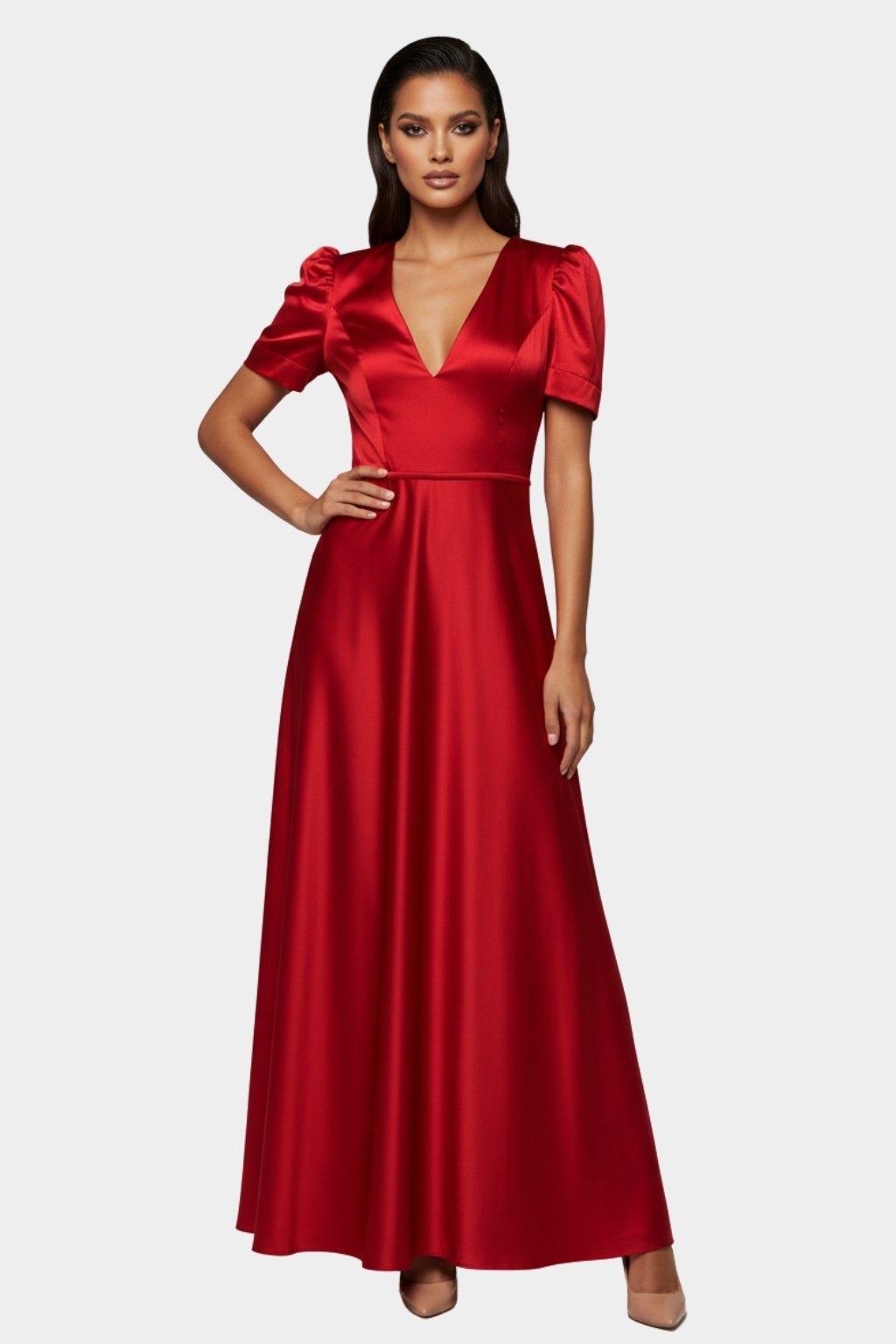 fitted lace wedding dress Mac Duggal Women's Sleeveless Mock Neck Chiffon Gown with 3D Flower main image 1